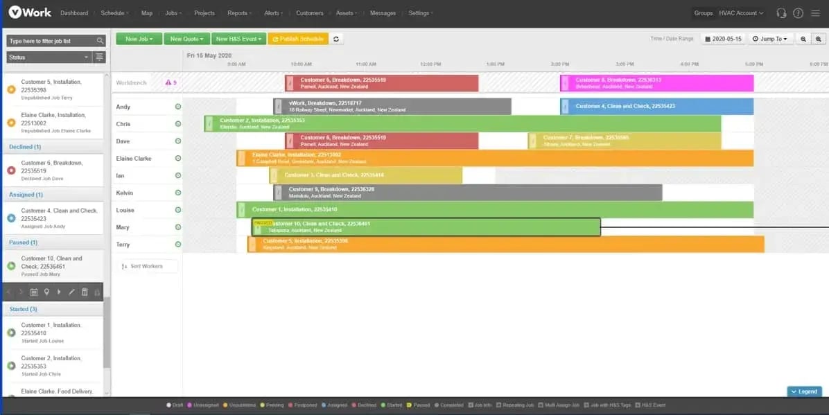 vWork scheduling view