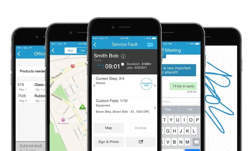 vWork mobile app screens