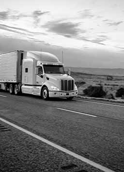 Truck on clear motorway_crop_BW_sml